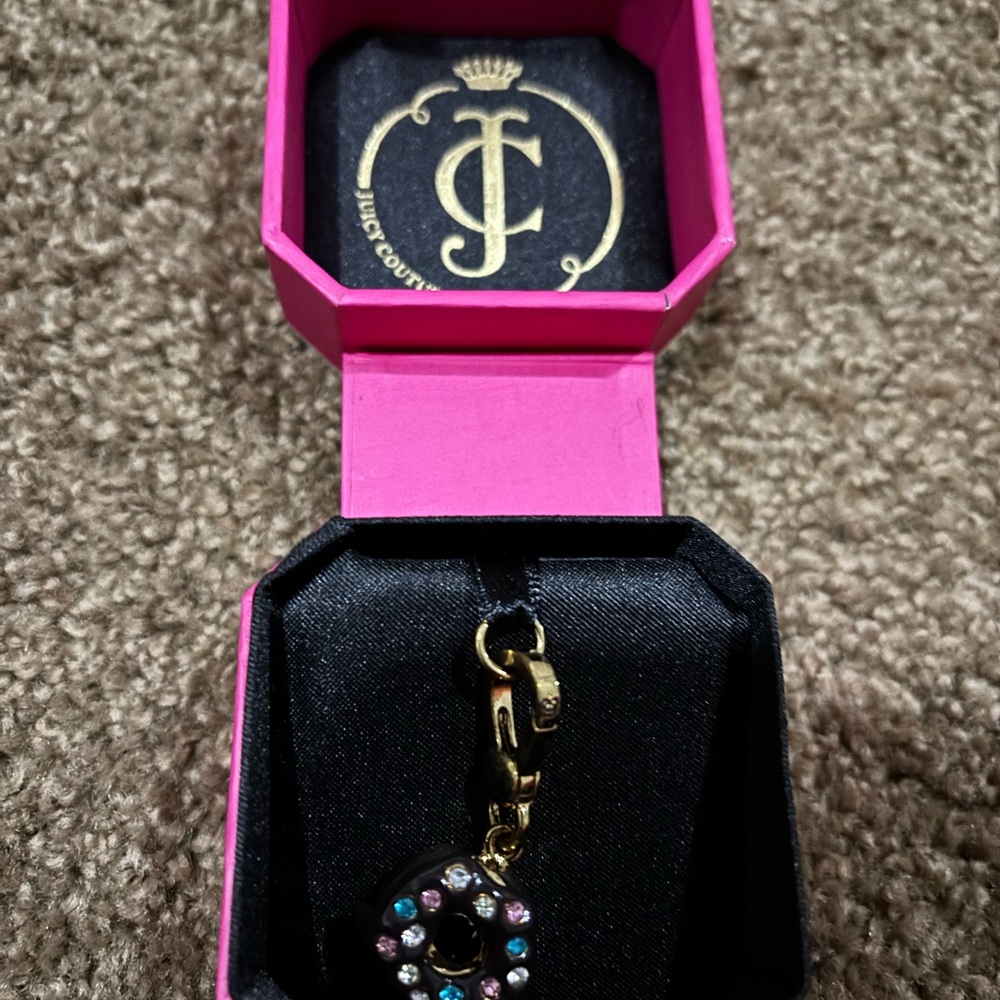 Juicy Couture Black and Gold Key Holder with Multicolor Gems